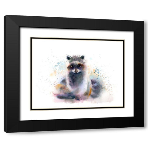 Raccoon Black Modern Wood Framed Art Print with Double Matting by Shefranov, Olga