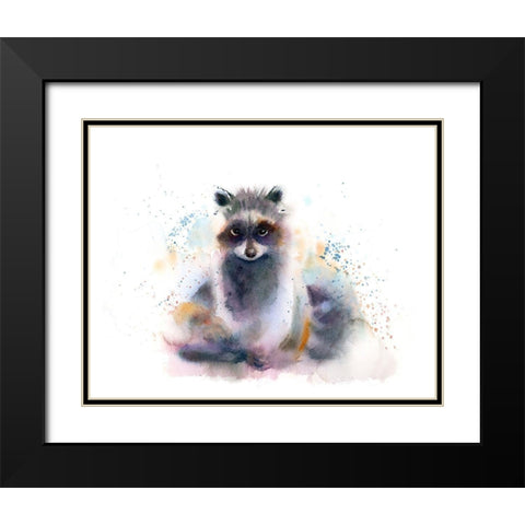 Raccoon Black Modern Wood Framed Art Print with Double Matting by Shefranov, Olga