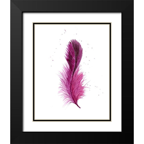 Pink Feather Black Modern Wood Framed Art Print with Double Matting by Shefranov, Olga