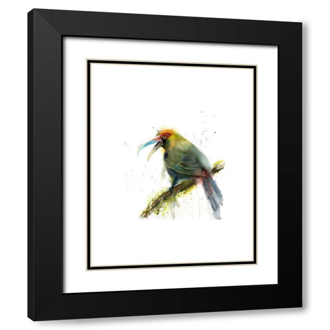 Green Bird Black Modern Wood Framed Art Print with Double Matting by Shefranov, Olga