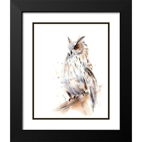 Owl Black Modern Wood Framed Art Print with Double Matting by Shefranov, Olga