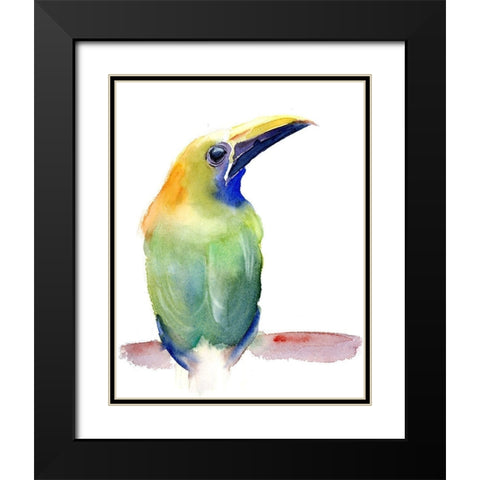Green Bird II Black Modern Wood Framed Art Print with Double Matting by Shefranov, Olga