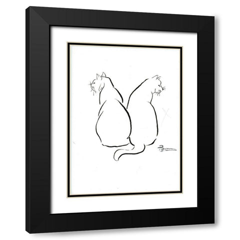 Cat Outlines Black Modern Wood Framed Art Print with Double Matting by Shefranov, Olga