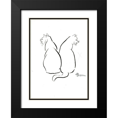Cat Outlines Black Modern Wood Framed Art Print with Double Matting by Shefranov, Olga