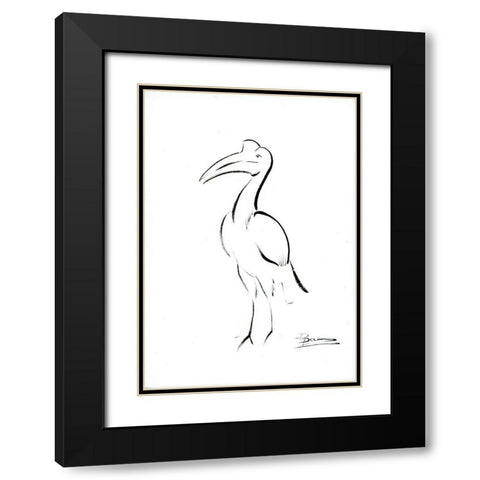 Bird Outline Black Modern Wood Framed Art Print with Double Matting by Shefranov, Olga
