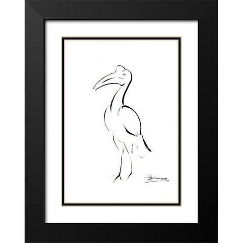 Bird Outline Black Modern Wood Framed Art Print with Double Matting by Shefranov, Olga