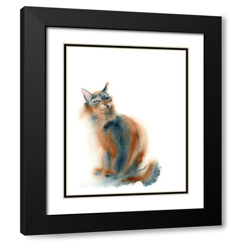 Ginger Cat Black Modern Wood Framed Art Print with Double Matting by Shefranov, Olga