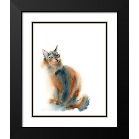 Ginger Cat Black Modern Wood Framed Art Print with Double Matting by Shefranov, Olga