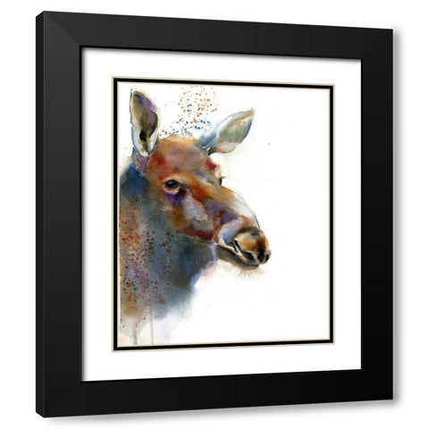 Moose Black Modern Wood Framed Art Print with Double Matting by Shefranov, Olga