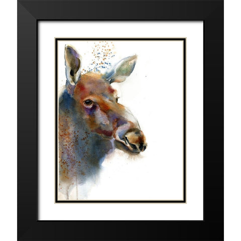 Moose Black Modern Wood Framed Art Print with Double Matting by Shefranov, Olga