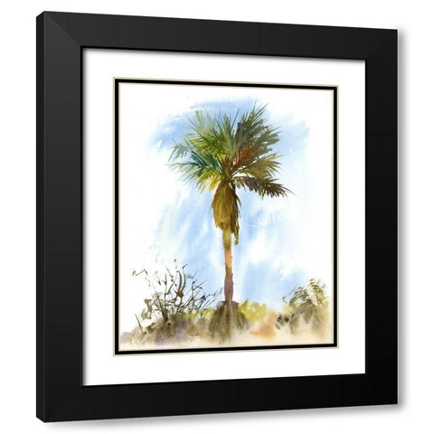 Palm Tree Black Modern Wood Framed Art Print with Double Matting by Shefranov, Olga