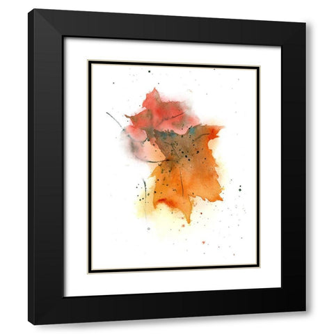 Fall Leaves IV Black Modern Wood Framed Art Print with Double Matting by Shefranov, Olga