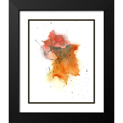 Fall Leaves IV Black Modern Wood Framed Art Print with Double Matting by Shefranov, Olga