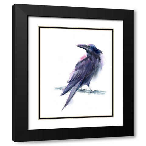 Crow II Black Modern Wood Framed Art Print with Double Matting by Shefranov, Olga