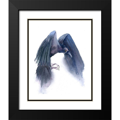 Crow III Black Modern Wood Framed Art Print with Double Matting by Shefranov, Olga