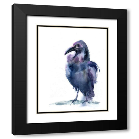 Crow IV Black Modern Wood Framed Art Print with Double Matting by Shefranov, Olga
