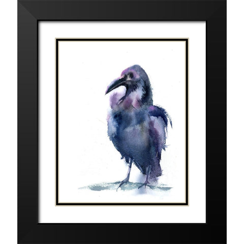 Crow IV Black Modern Wood Framed Art Print with Double Matting by Shefranov, Olga