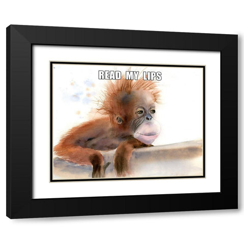 Read My Lips Black Modern Wood Framed Art Print with Double Matting by Shefranov, Olga