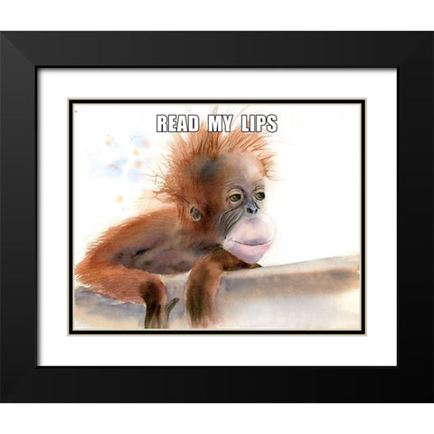 Read My Lips Black Modern Wood Framed Art Print with Double Matting by Shefranov, Olga
