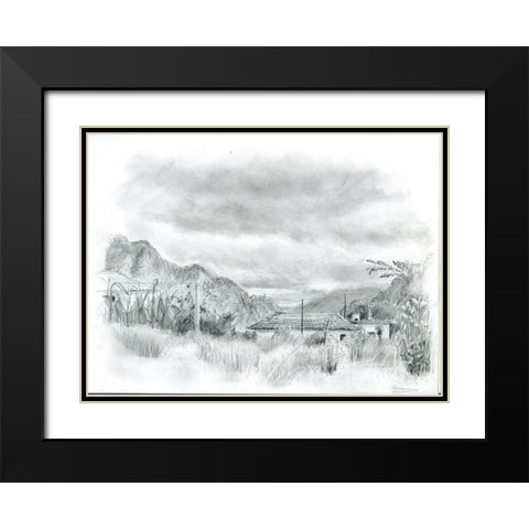 Black and White Landscape Black Modern Wood Framed Art Print with Double Matting by Shefranov, Olga
