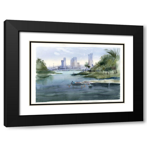 Oasis Black Modern Wood Framed Art Print with Double Matting by Shefranov, Olga