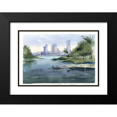 Oasis Black Modern Wood Framed Art Print with Double Matting by Shefranov, Olga