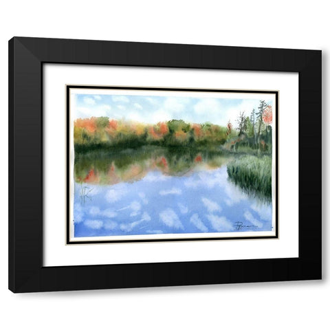 Lake Black Modern Wood Framed Art Print with Double Matting by Shefranov, Olga