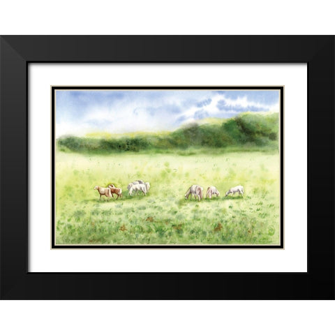 Farmscape Black Modern Wood Framed Art Print with Double Matting by Shefranov, Olga