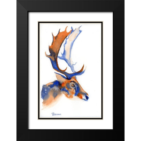Colorful Caribou Black Modern Wood Framed Art Print with Double Matting by Shefranov, Olga