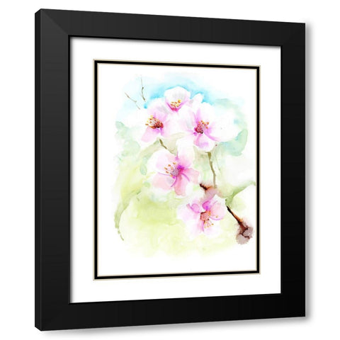 Blossoms Black Modern Wood Framed Art Print with Double Matting by Shefranov, Olga