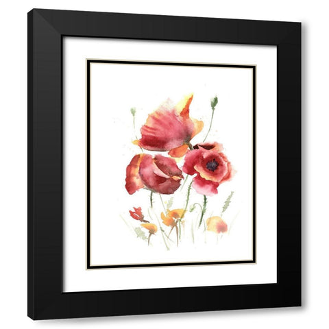Poppies Black Modern Wood Framed Art Print with Double Matting by Shefranov, Olga