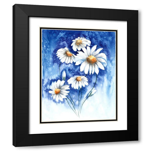Daisies Black Modern Wood Framed Art Print with Double Matting by Shefranov, Olga
