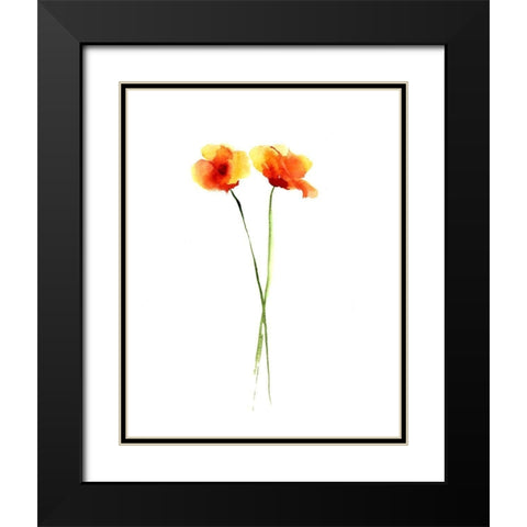Poppy II Black Modern Wood Framed Art Print with Double Matting by Shefranov, Olga