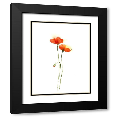 Poppy III Black Modern Wood Framed Art Print with Double Matting by Shefranov, Olga