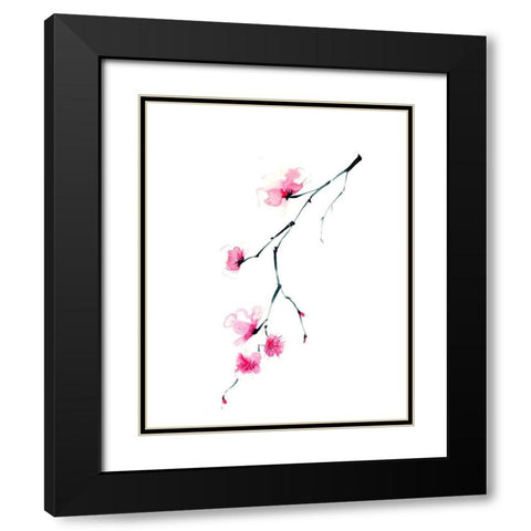 Cherry Blossom II Black Modern Wood Framed Art Print with Double Matting by Shefranov, Olga