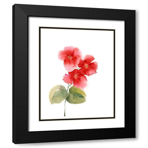 Red Flowers I Black Modern Wood Framed Art Print with Double Matting by Shefranov, Olga
