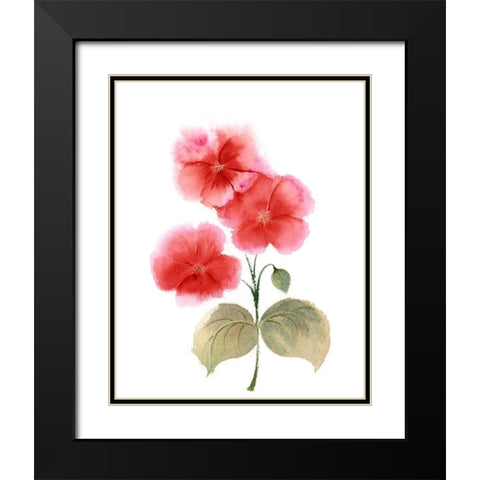 Red Flowers II Black Modern Wood Framed Art Print with Double Matting by Shefranov, Olga