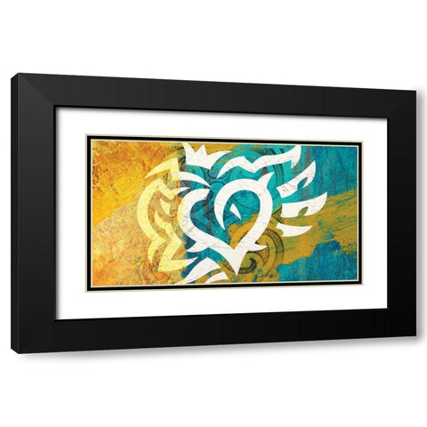 Inca Heart Black Modern Wood Framed Art Print with Double Matting by BoMo