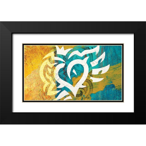 Inca Heart Black Modern Wood Framed Art Print with Double Matting by BoMo
