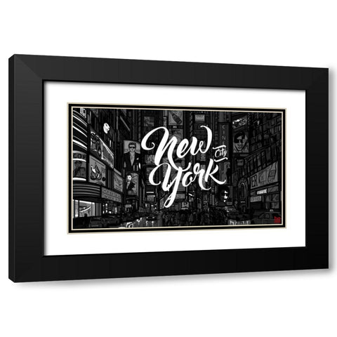 NY3 Black Modern Wood Framed Art Print with Double Matting by BoMo