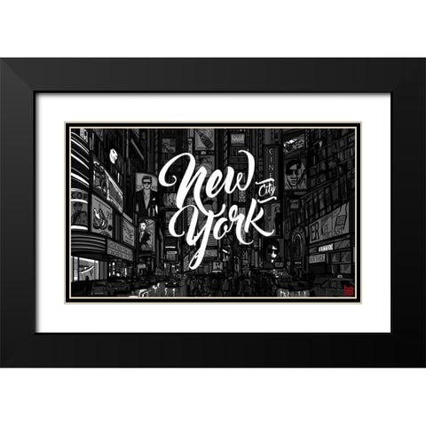 NY3 Black Modern Wood Framed Art Print with Double Matting by BoMo