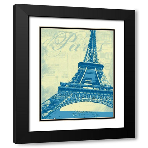Paris Eiffel Tower Black Modern Wood Framed Art Print with Double Matting by P.S. Art Studios