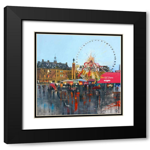 Ferris Wheel Black Modern Wood Framed Art Print with Double Matting by P.S. Art Studios