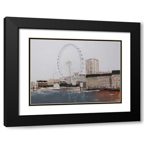 Ferris Wheel Landscape Black Modern Wood Framed Art Print with Double Matting by P.S. Art Studios
