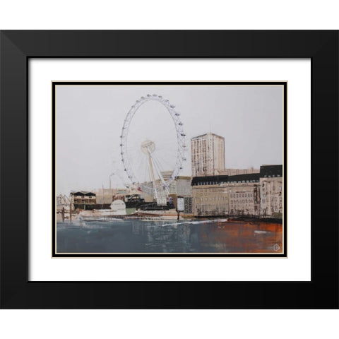 Ferris Wheel Landscape Black Modern Wood Framed Art Print with Double Matting by P.S. Art Studios