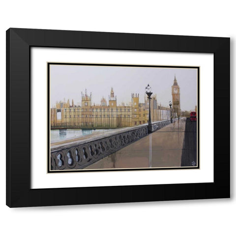 Big Ben Landscape Black Modern Wood Framed Art Print with Double Matting by P.S. Art Studios
