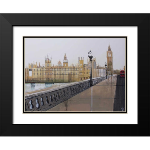 Big Ben Landscape Black Modern Wood Framed Art Print with Double Matting by P.S. Art Studios