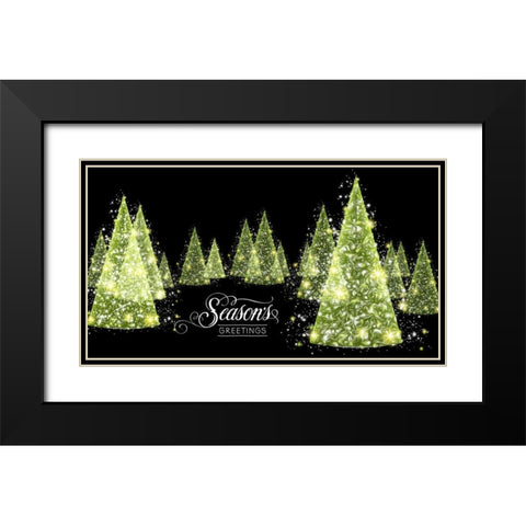 Seasons Greetings Black Modern Wood Framed Art Print with Double Matting by P.S. Art Studios