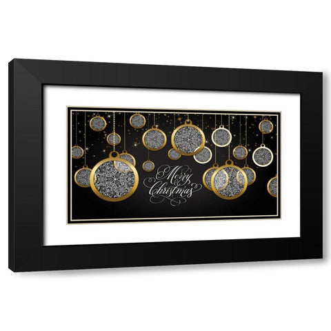Merry Christmas Black Modern Wood Framed Art Print with Double Matting by P.S. Art Studios