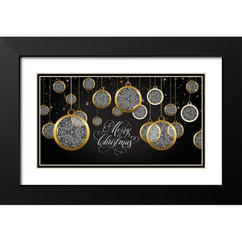 Merry Christmas Black Modern Wood Framed Art Print with Double Matting by P.S. Art Studios